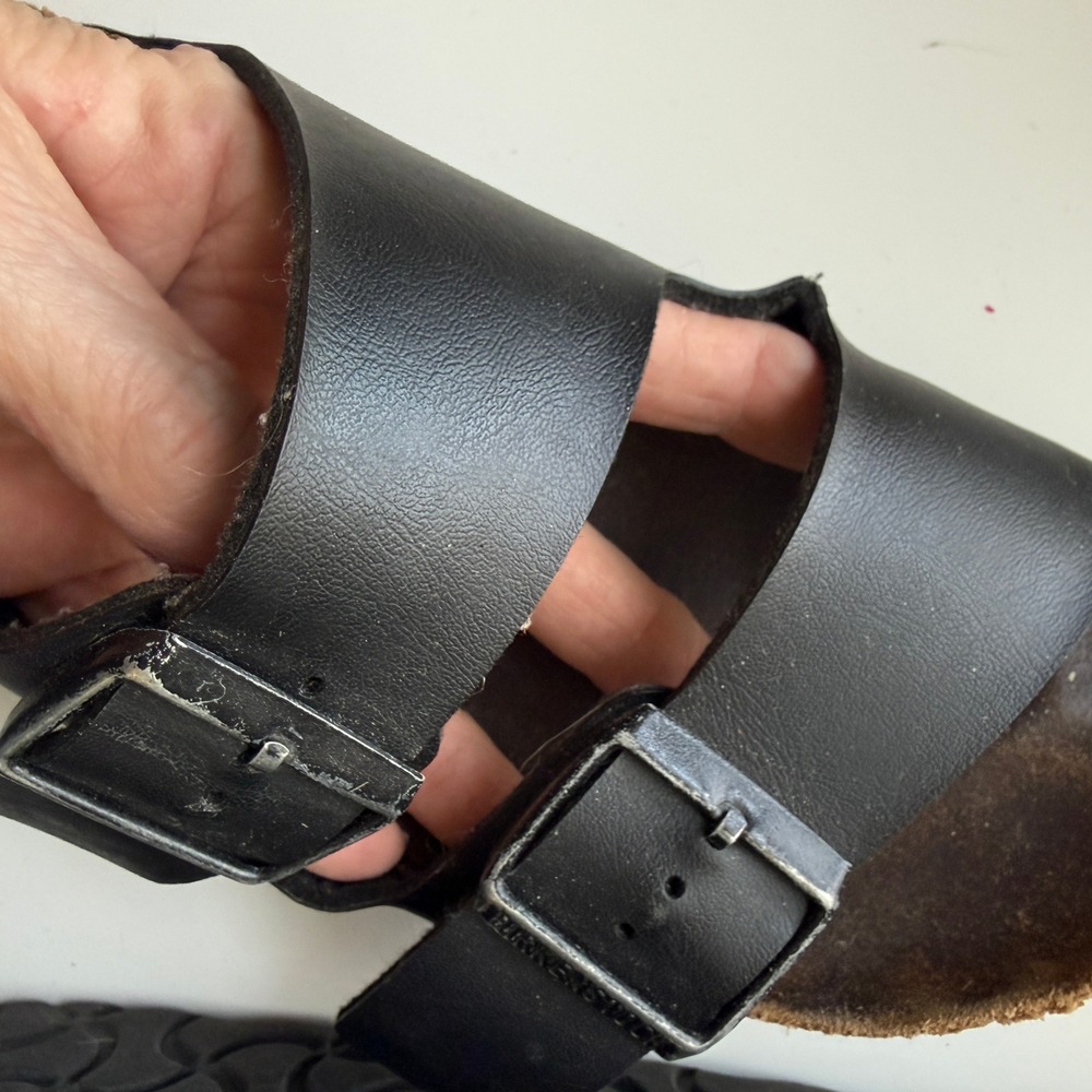 Birkenstock Arizona Black Leather Sandals EU 35 US 4-5 Cork Wear Repair Project - Picture 6 of 9